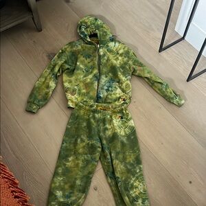 Aviator Nation Green and Yellow Tye Dye sweatsuit
